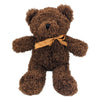 Dark brown teddy bear with tan ribbon